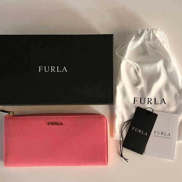 Brand new with tags Furla extra large zip around wallet in pink peony leather - Picture 1 of 5